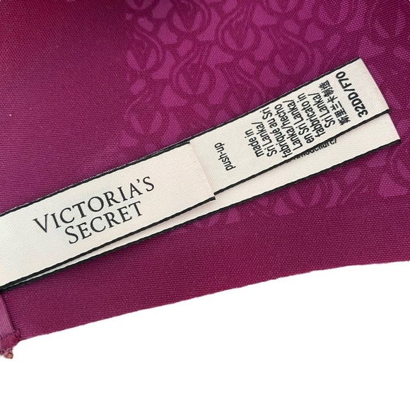 Victorias Secret Bra Size 32DD Push Up Magenta Fuschia Underwire Padded Contour - Picture 10 of 11